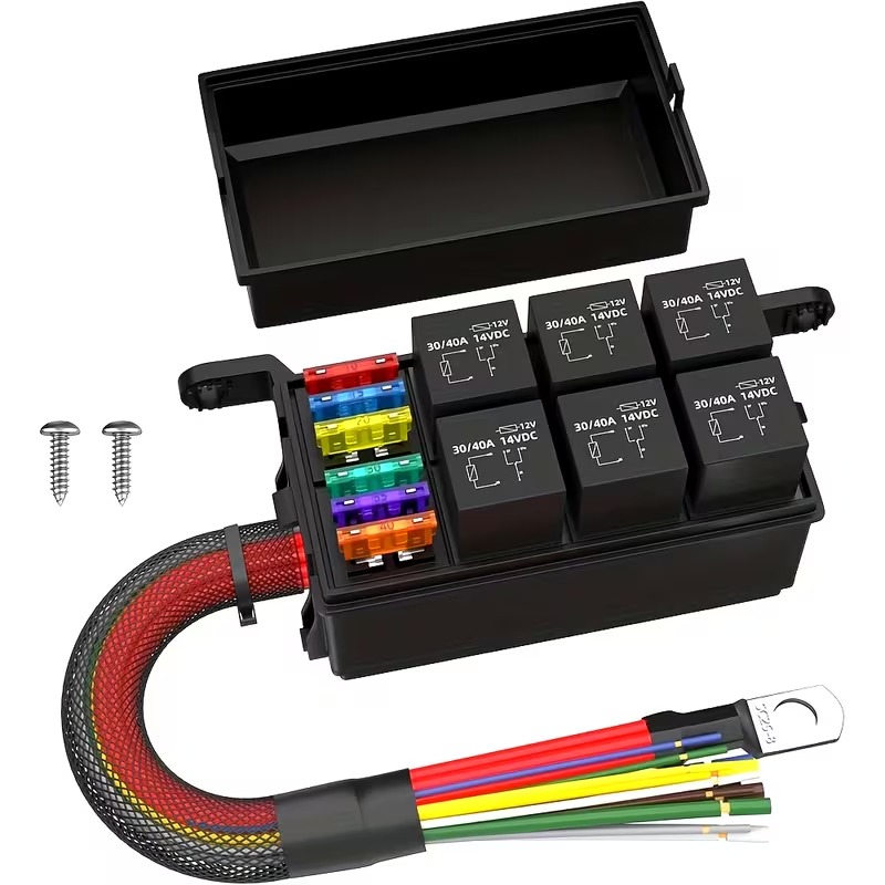 12V Pre-Wired Fuse Box with Relays and Fuse Panel