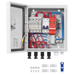 4-String Solar PV Combiner Box with DC Fuses and Circuit Breaker